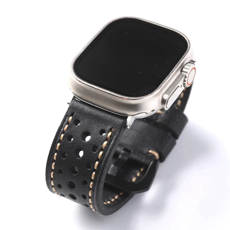Handmade Cowhide Leather Vintage Watchband For Apple Watch