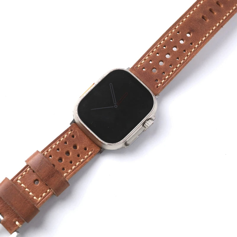 Handmade Cowhide Leather Vintage Watchband For Apple Watch