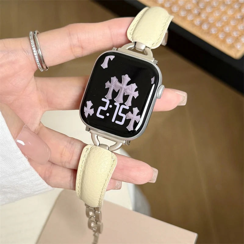 Leather Ring Buckle Band For Apple Watch