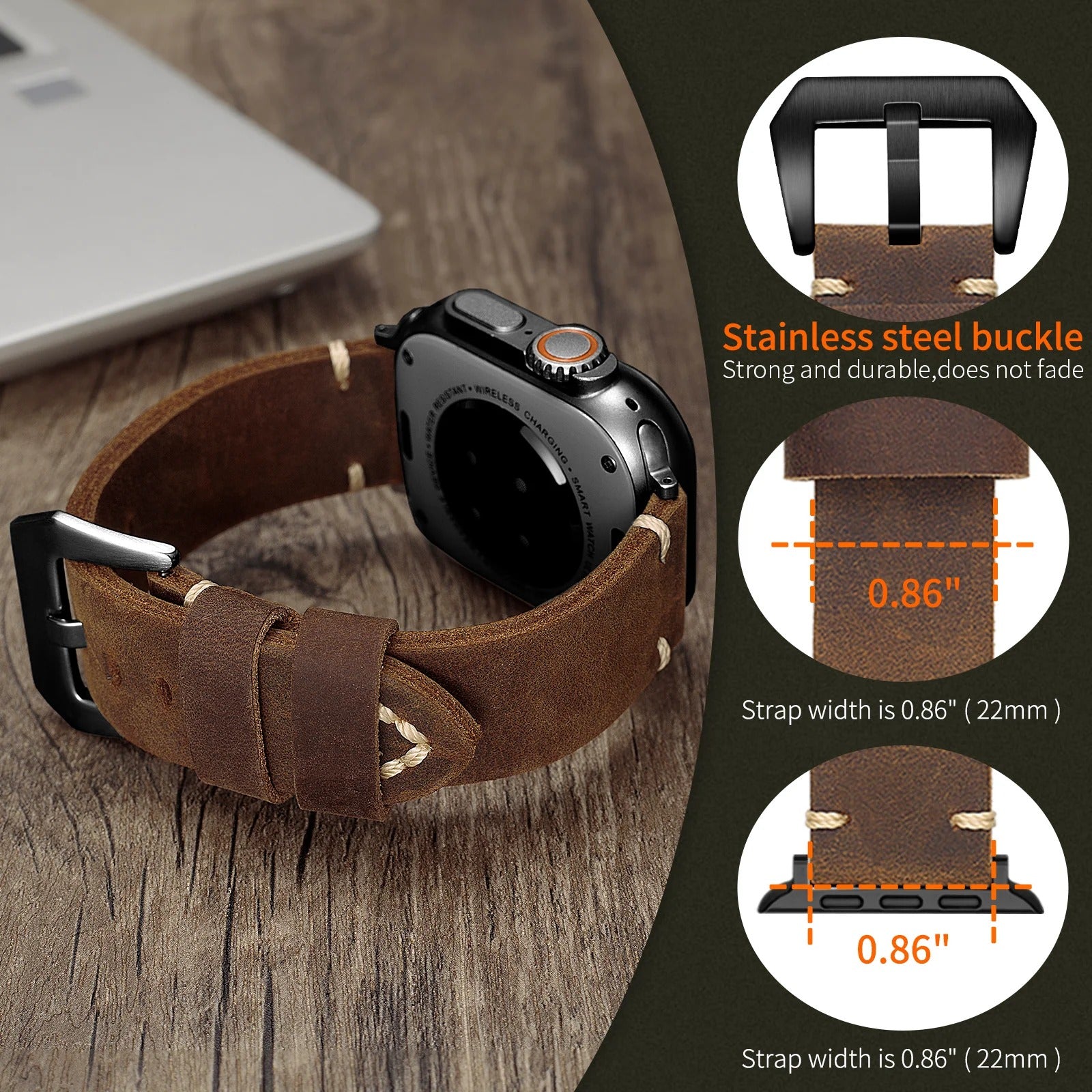 Handmade Vintage Leather Apple Watch Band