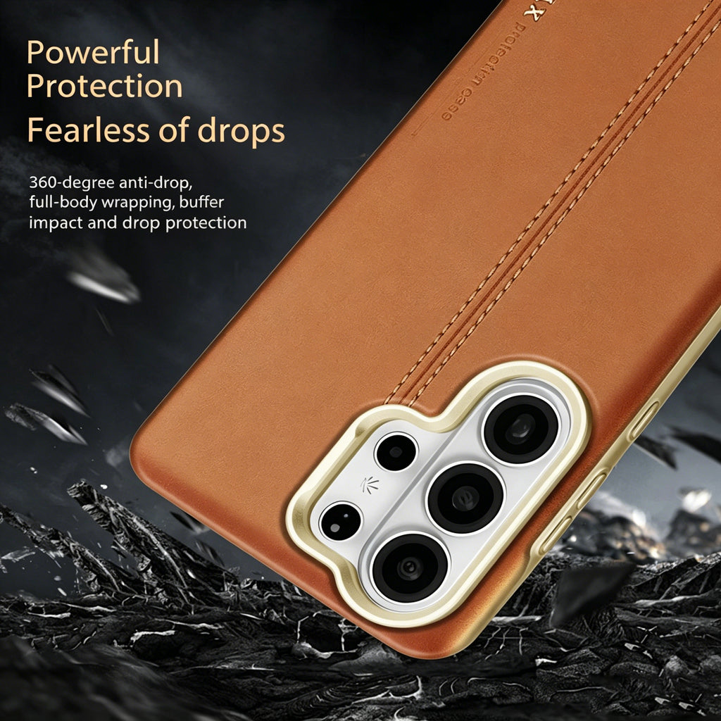 Stitched Genuine Leather Galaxy Phone Case