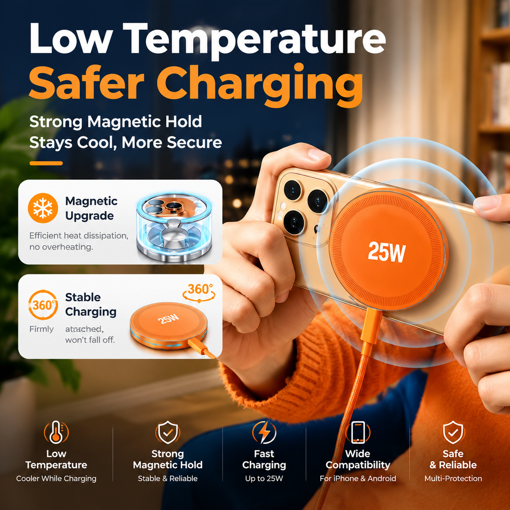 25W Qi2 Magnetic Wireless Charger