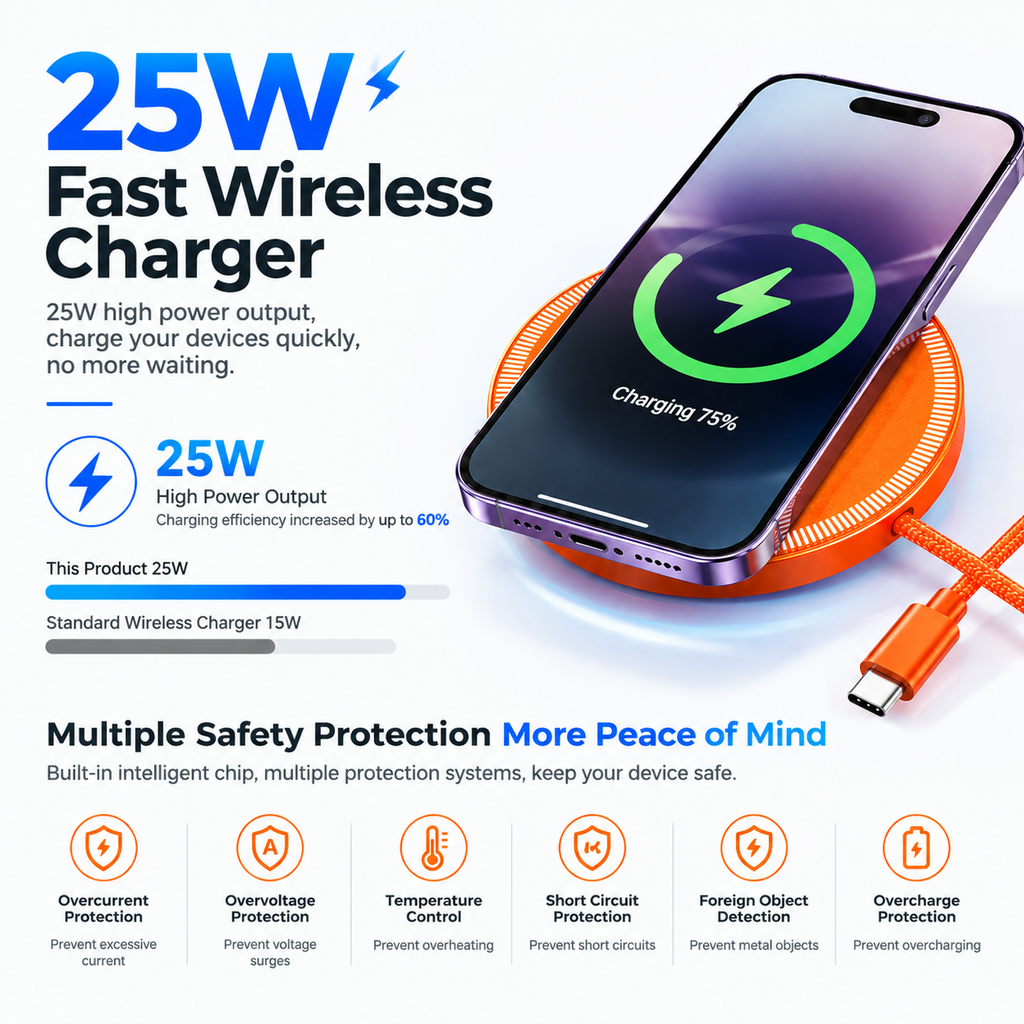 25W Qi2 Magnetic Wireless Charger