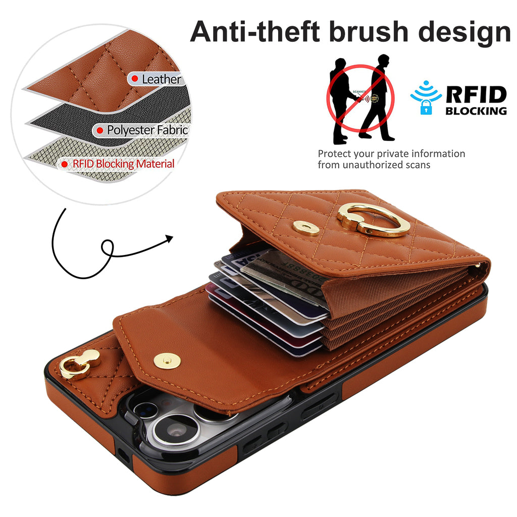 Quilted Genuine Leather Kickstand Galaxy Phone Case