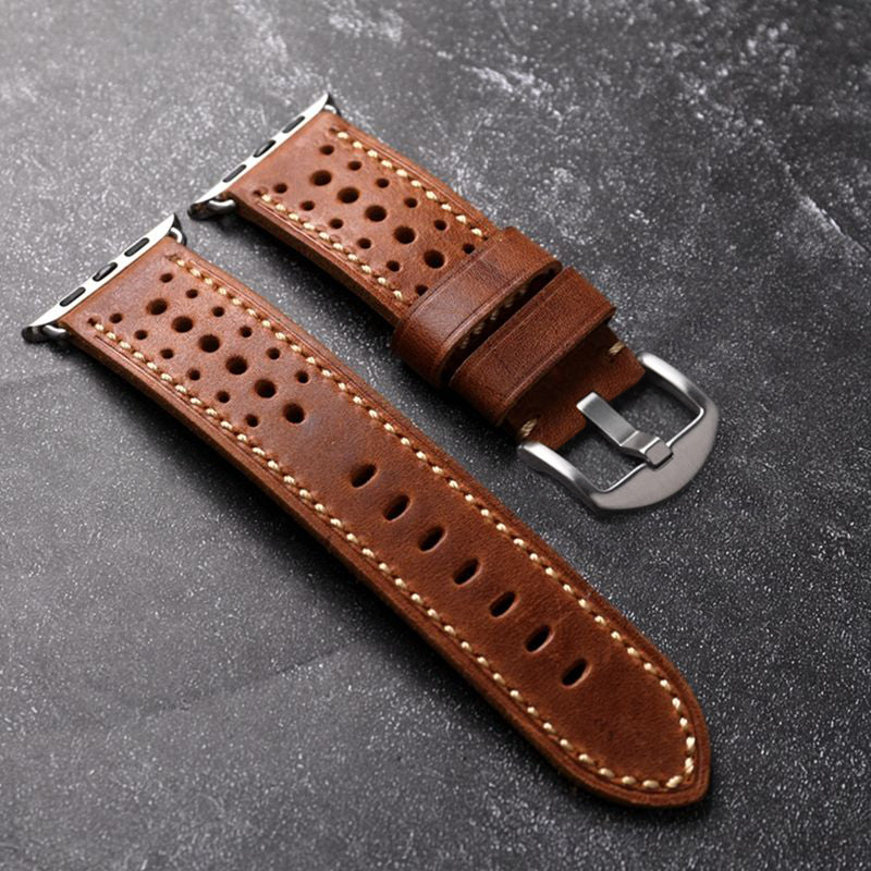 Handmade Cowhide Leather Vintage Watchband For Apple Watch