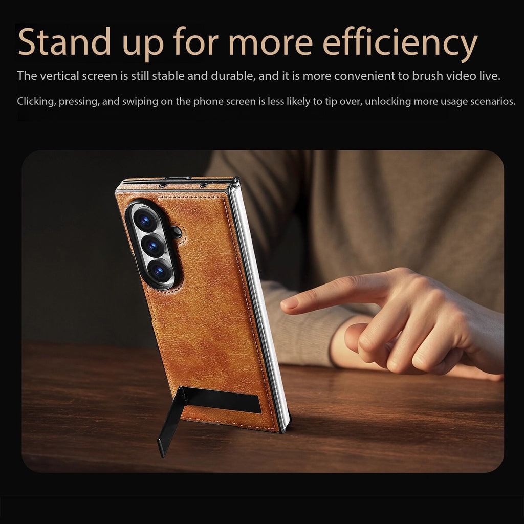 Litchi Texture Genuine Leather Magnetic Galaxy Z Fold Case