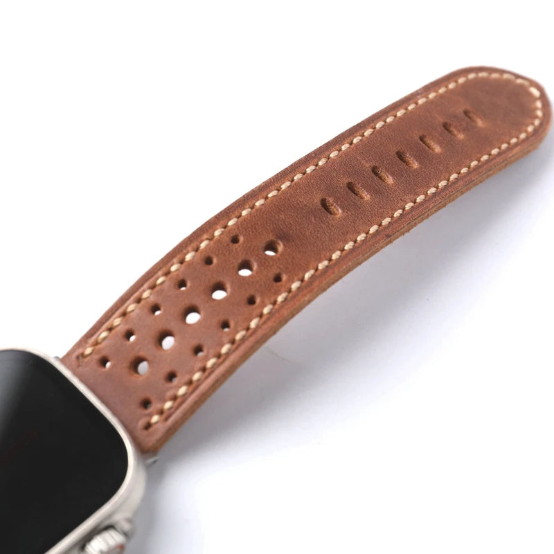 Handmade Cowhide Leather Vintage Watchband For Apple Watch