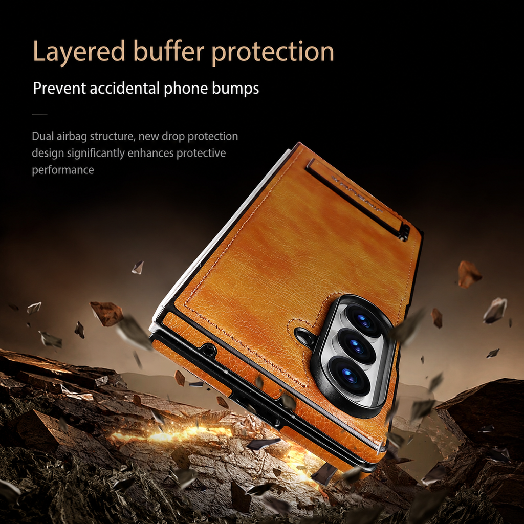 Litchi Texture Genuine Leather Magnetic Galaxy Z Fold Case