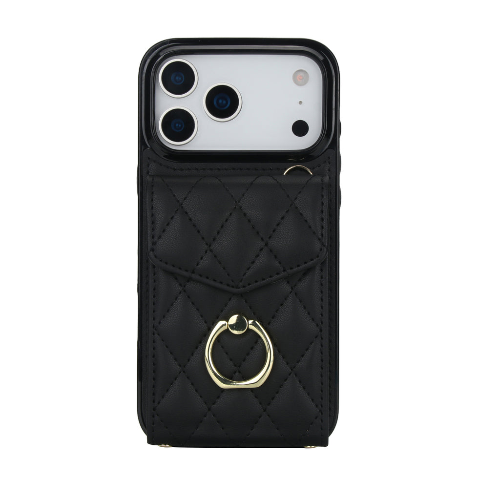 Quilted Genuine Leather Kickstand Case