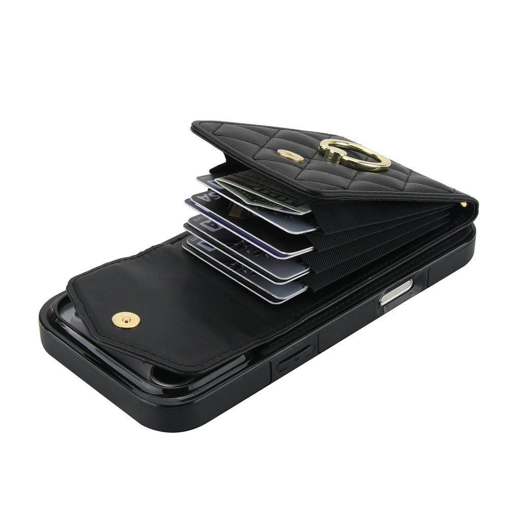 Quilted Genuine Leather Kickstand Case