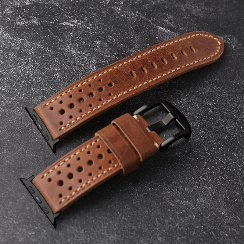 Handmade Cowhide Leather Vintage Watchband For Apple Watch