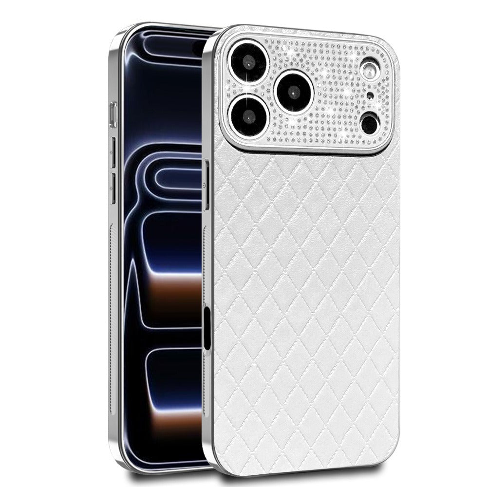 Luxury Diamond Quilted Genuine Leather iPhone Case