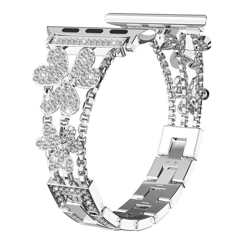 Flower Sparkle Diamond Chain Bracelet for Apple Watch