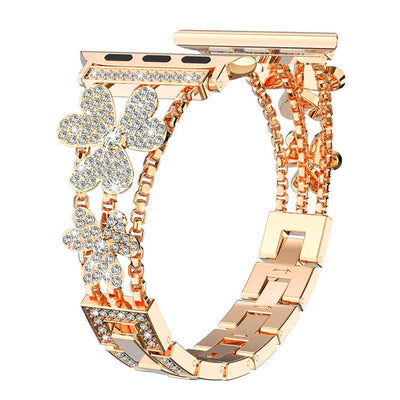 Flower Sparkle Diamond Chain Bracelet for Apple Watch