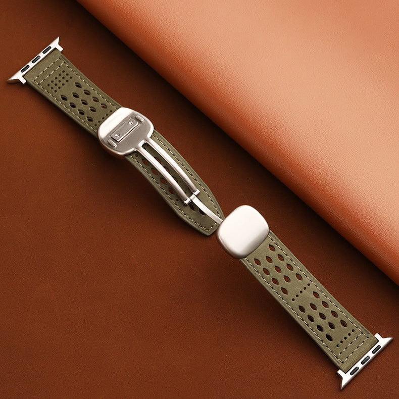 Breathable Leathe Magnetic Band For Apple Watch
