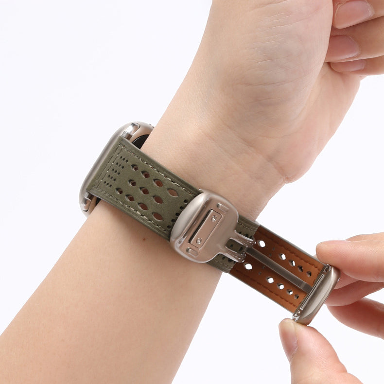 Breathable Leathe Magnetic Band For Apple Watch