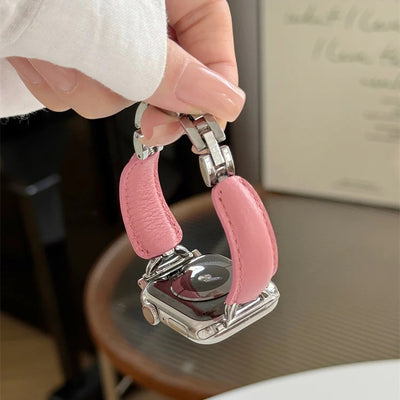Leather Ring Buckle Band For Apple Watch
