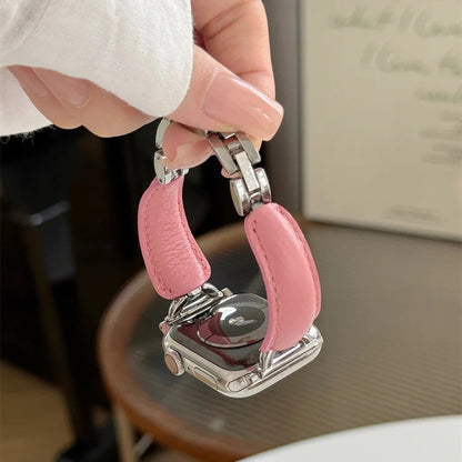 Leather Ring Buckle Band For Apple Watch
