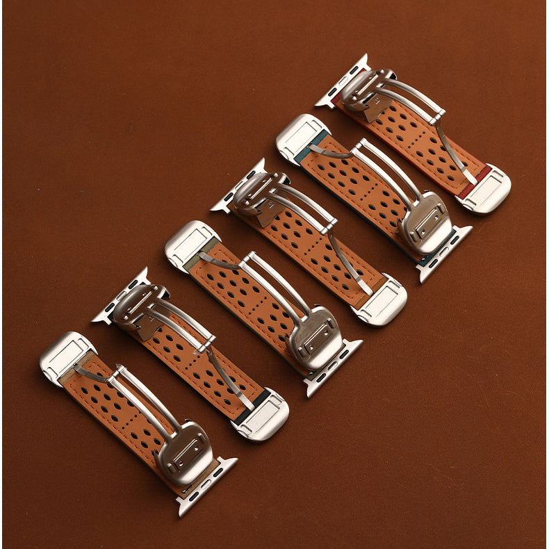Breathable Leathe Magnetic Band For Apple Watch