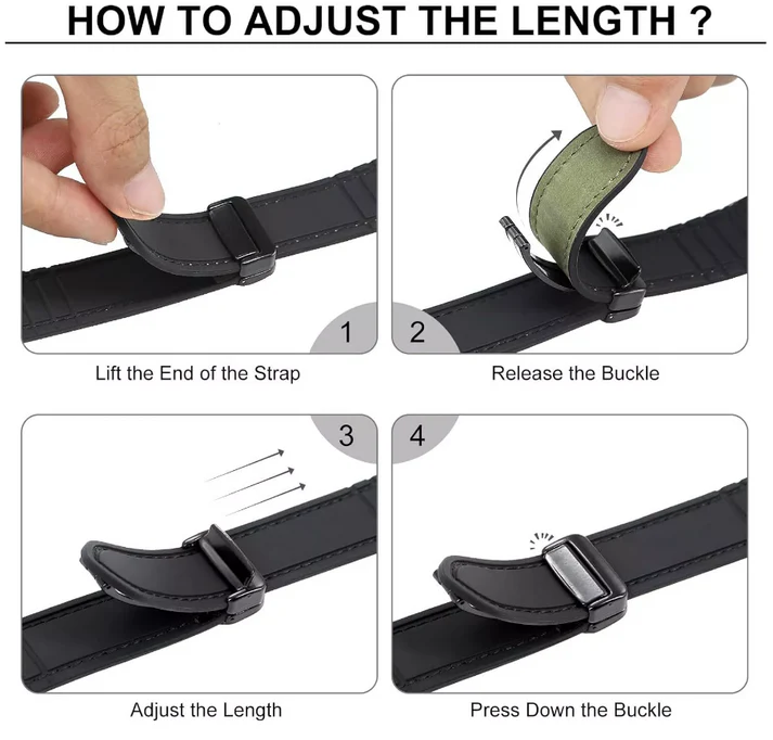 Waxed Leather Magnetic Clasp Strap for Apple Watch Band