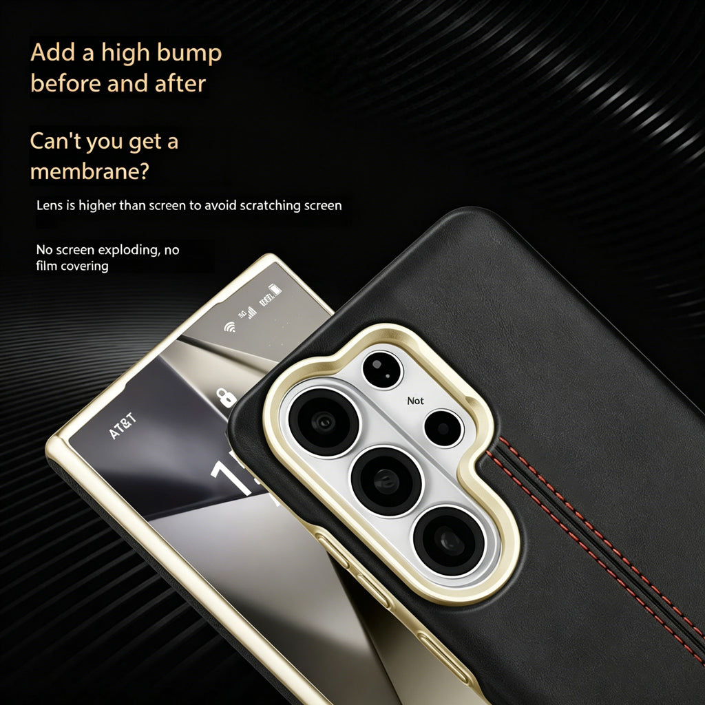 Stitched Genuine Leather Galaxy Phone Case