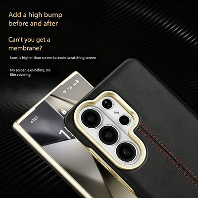 Stitched Genuine Leather Galaxy Phone Case