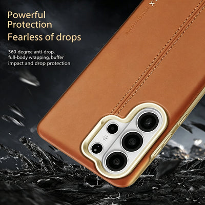 Stitched Genuine Leather Galaxy Phone Case