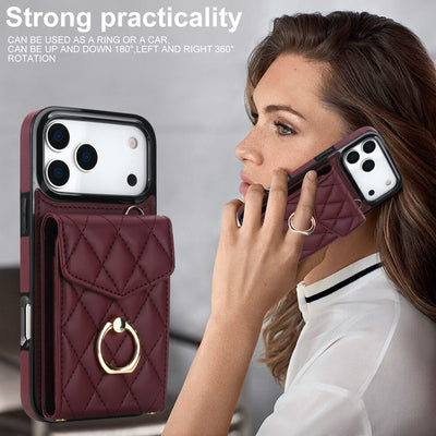 Quilted Genuine Leather Kickstand Case