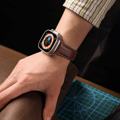 Luxury Leather Magnetic Foldover Buckle Band For Apple Watch