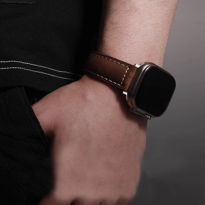 Vintage Leather Apple Watch Band - Frosted design