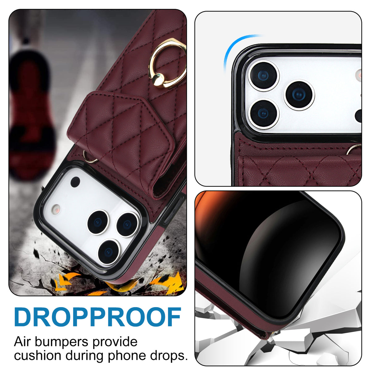 Quilted Genuine Leather Kickstand Case