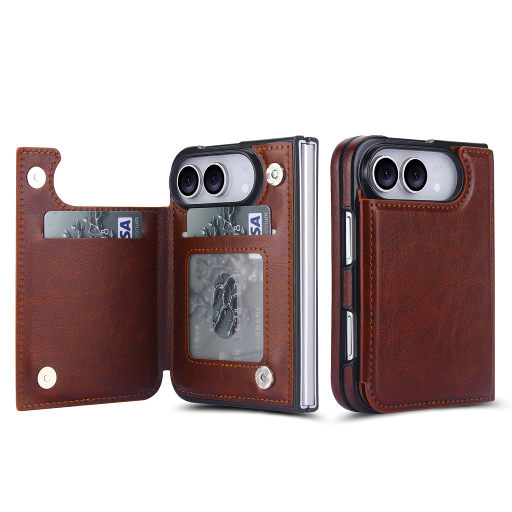 Signature Genuine Leather Wallet Case for iPhone Duo