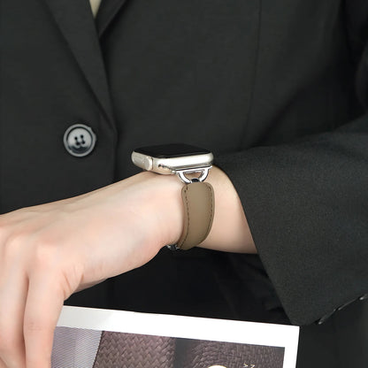 Leather Ring Buckle Band For Apple Watch