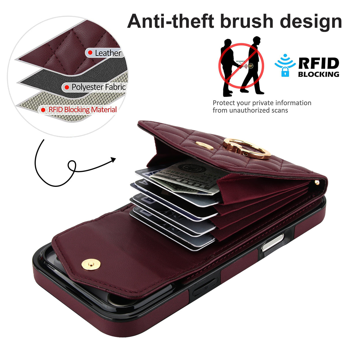 Quilted Genuine Leather Kickstand Case