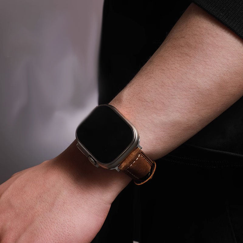 Vintage Leather Apple Watch Band - Frosted design