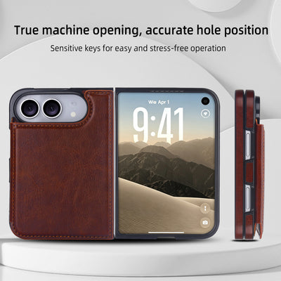 Signature Genuine Leather Wallet Case for iPhone Duo