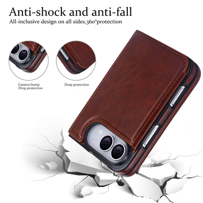 Signature Genuine Leather Wallet Case for iPhone Duo