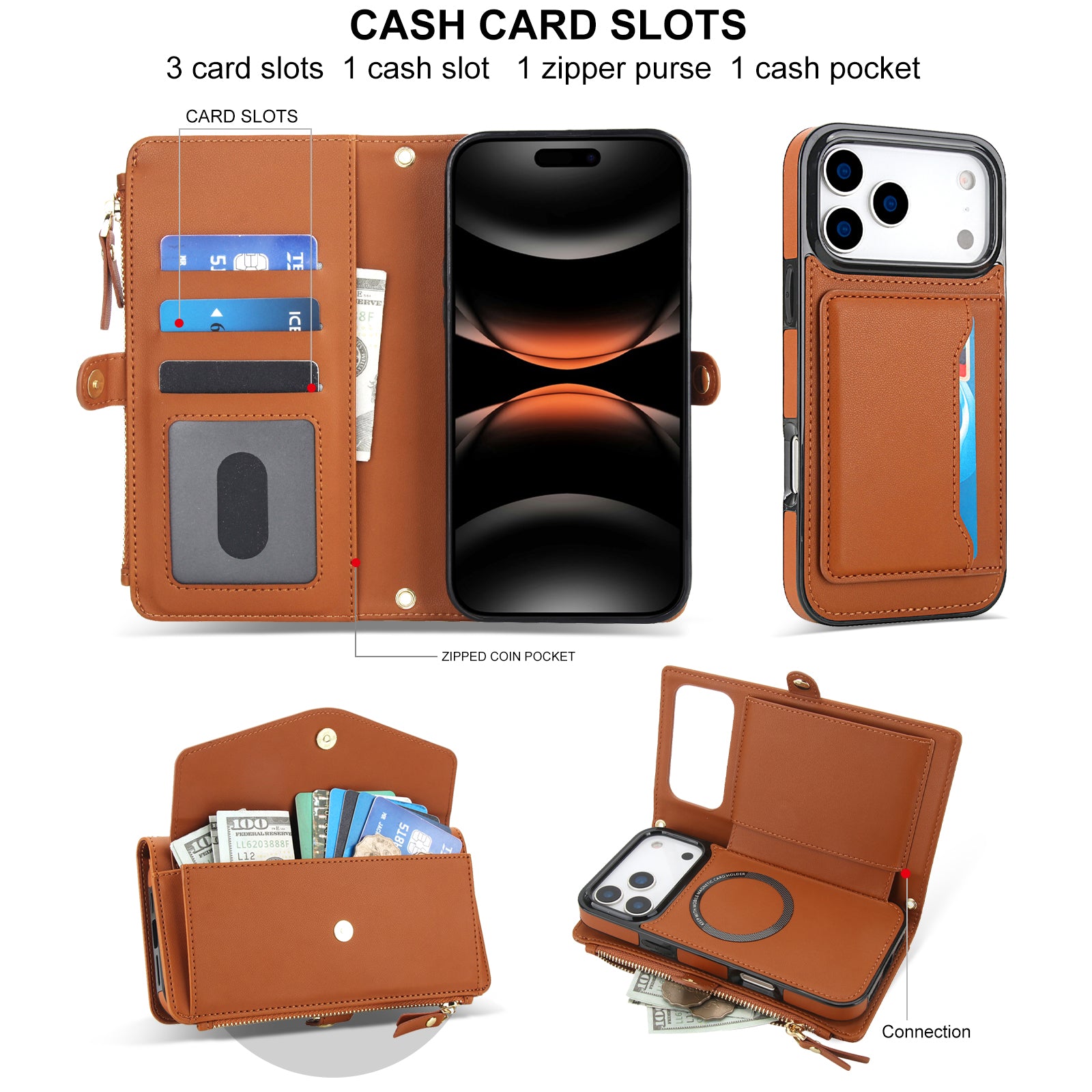 Detachable Clip-In Genuine Leather Case