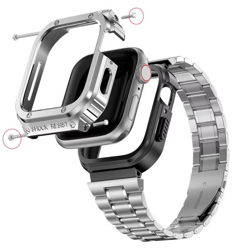 Stainless Steel Band With Case For Apple Watch