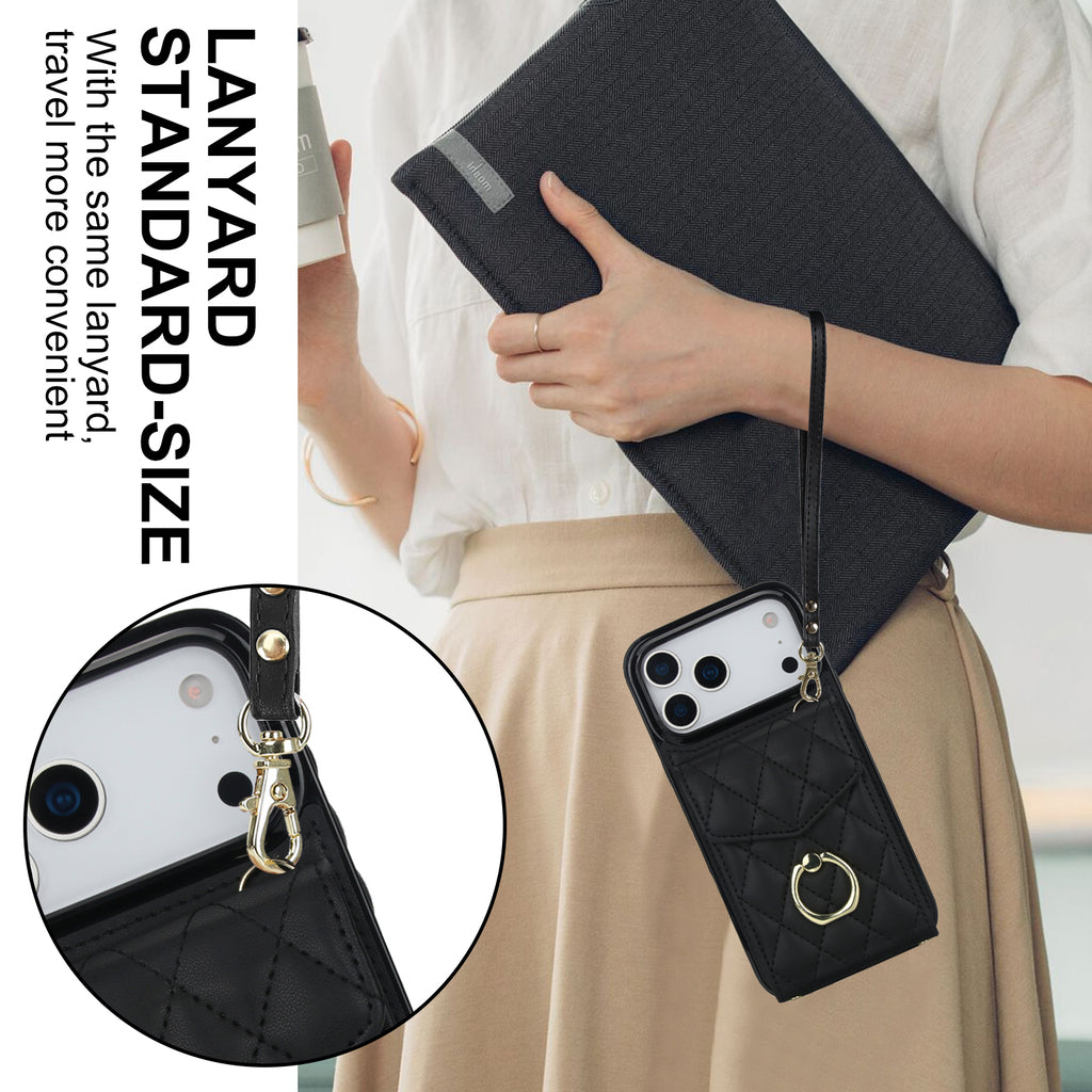 Quilted Genuine Leather Kickstand Case