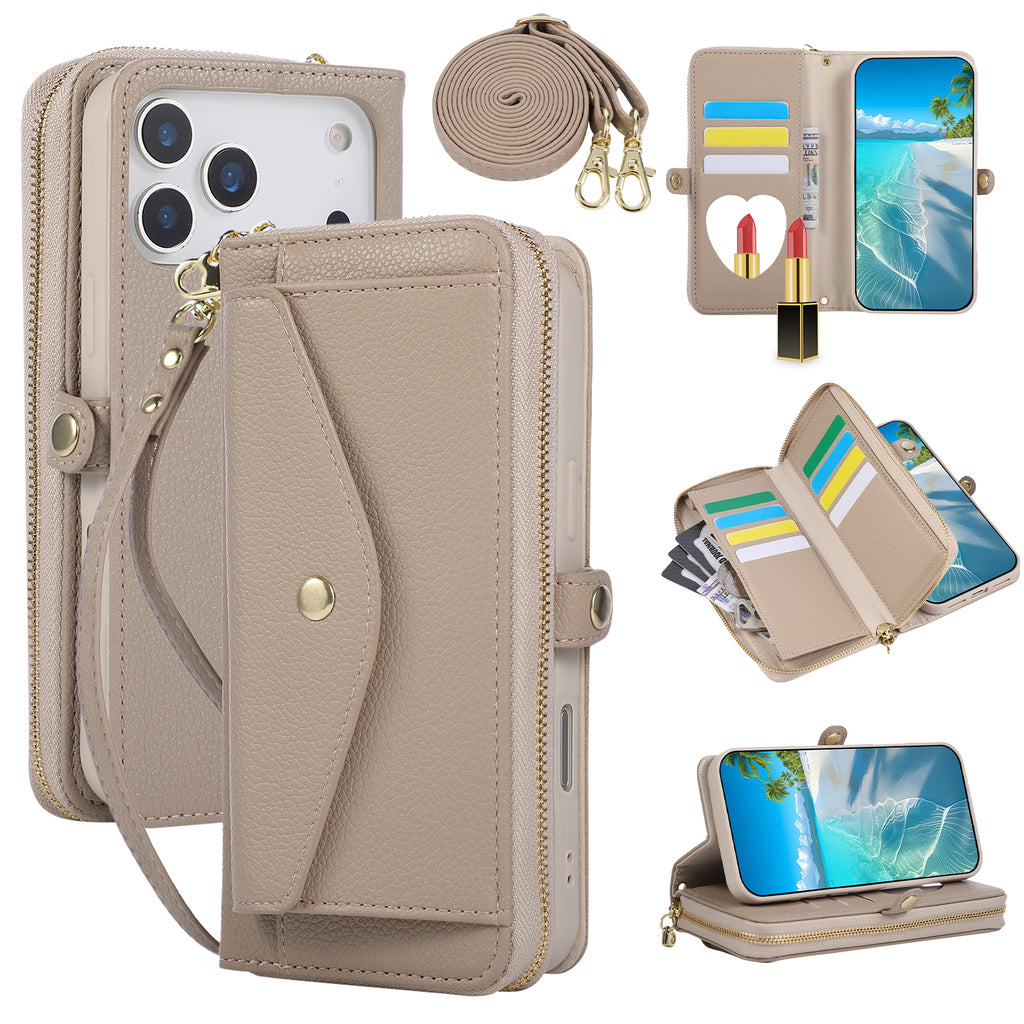 5-in-1 Genuine Leather Crossbody Case