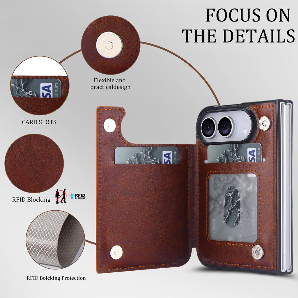 Signature Genuine Leather Wallet Case for iPhone Duo