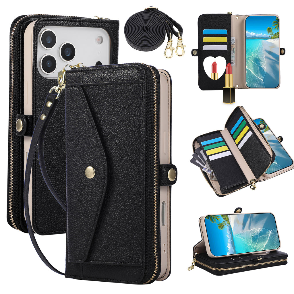 5-in-1 Genuine Leather Crossbody Case
