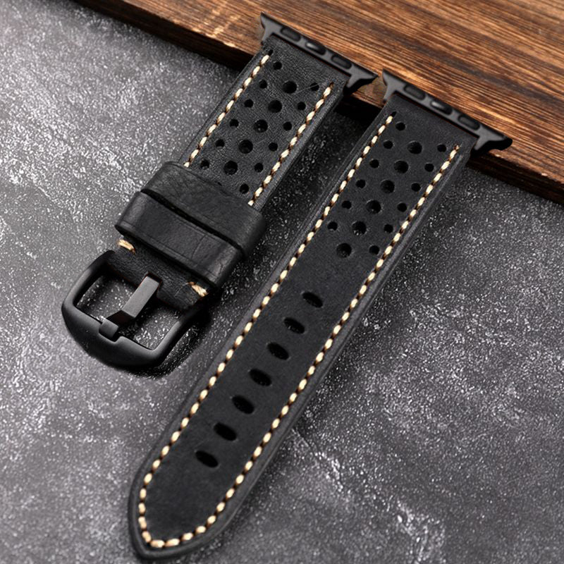 Handmade Cowhide Leather Vintage Watchband For Apple Watch