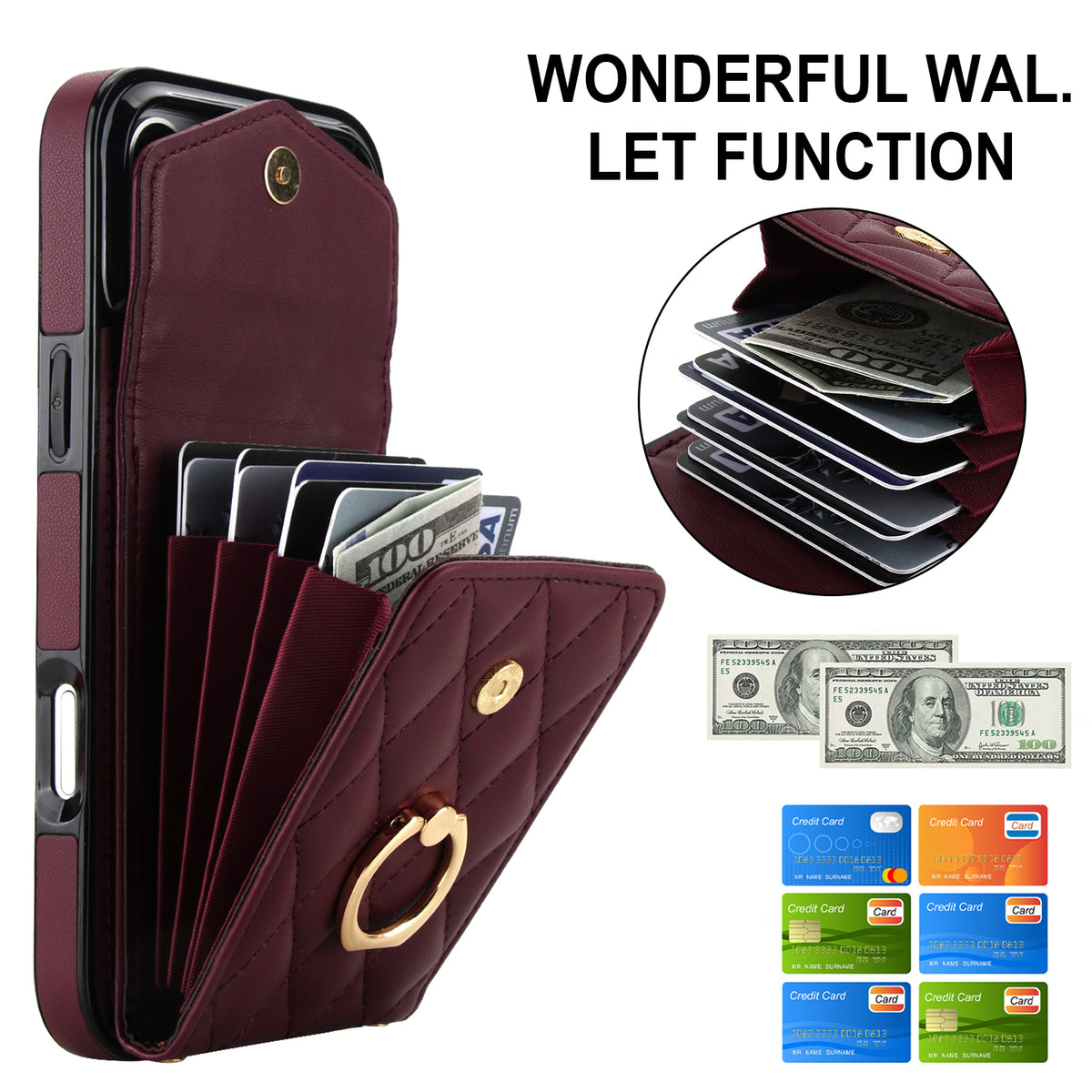 Quilted Genuine Leather Kickstand Case