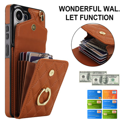 Quilted Genuine Leather Kickstand Galaxy Phone Case