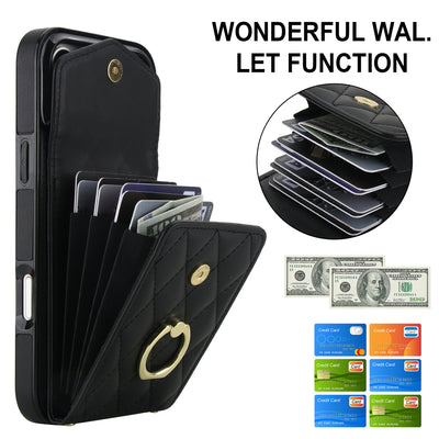 Quilted Genuine Leather Kickstand Case
