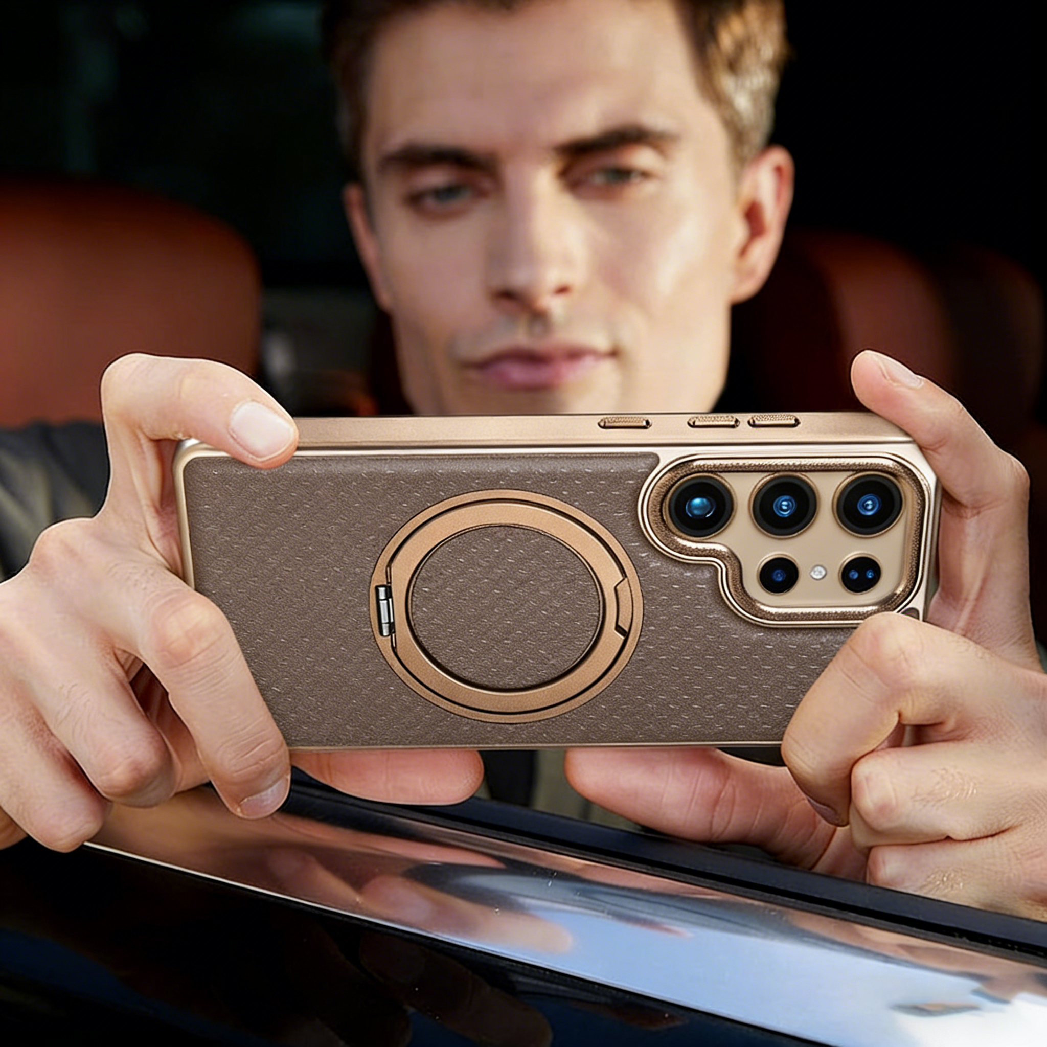 Meteor Leather Magnetic Galaxy Phone Case