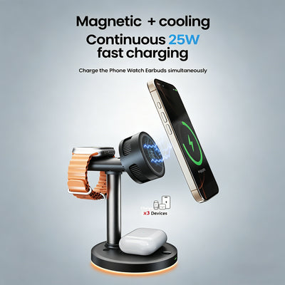 3-in-1 Magnetic Wireless Charger with Advanced TEC Cooling