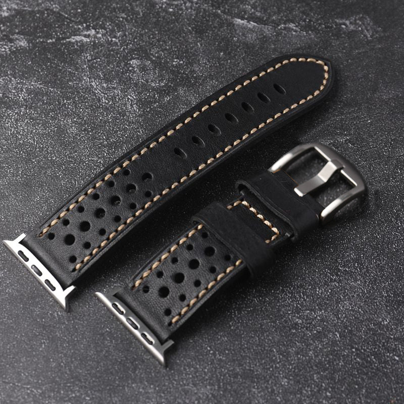 Handmade Cowhide Leather Vintage Watchband For Apple Watch